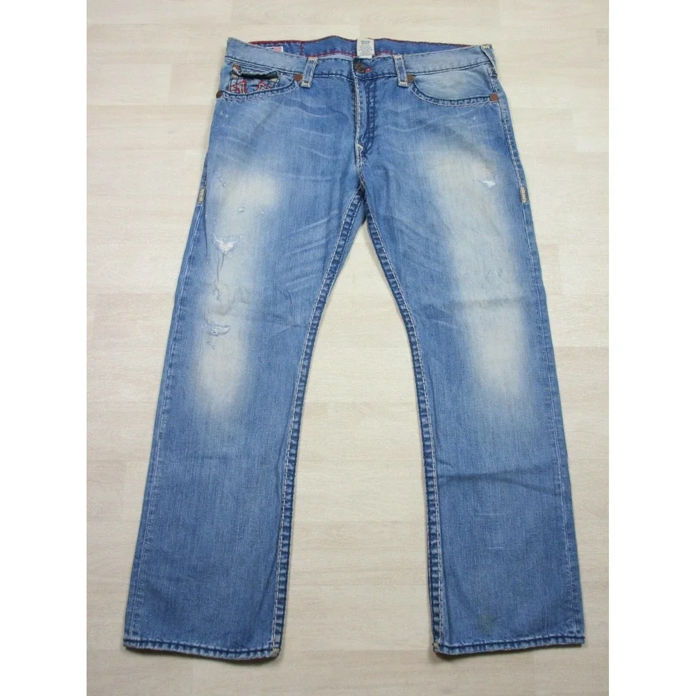 True Religion Men's Designer Jeans - Ricky Super T USA Straight‎ 42x34 Flap
